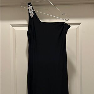 Fashion Nova Black One-Shoulder Dress with Silver Detail